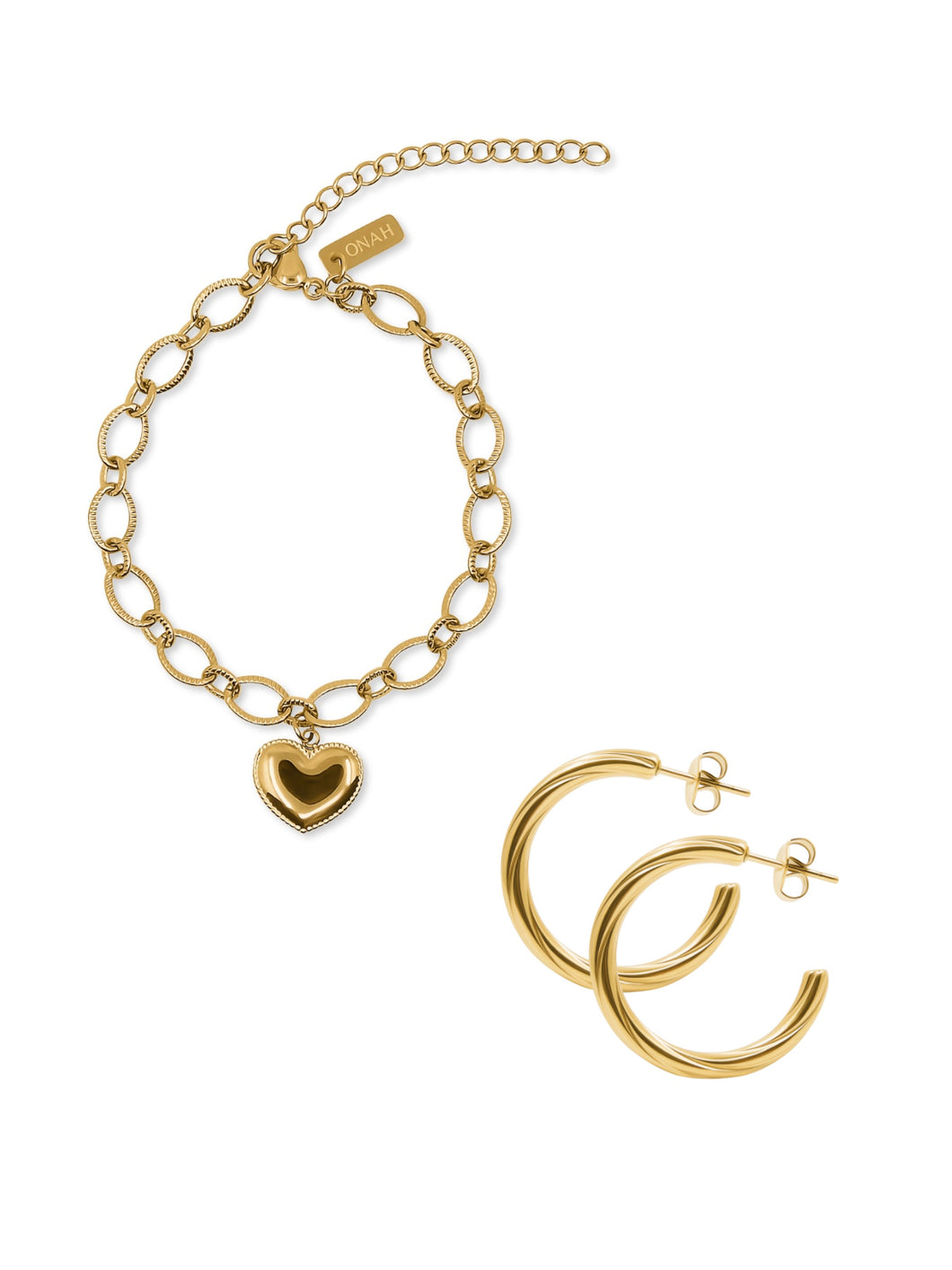 ONAH ETERNO Hoops + CORAZÓN Bracelet Set gold