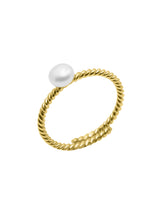 Cargar imagen en el visor de la galería, Freswater pearl ring gold, goldener Damenring mit Süsswasserperle, anillo de oro para mujer con perla

