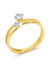 Cargar imagen en el visor de la galería, golden ring with two stones -goldener Ring mit zwei Zirkonia Steinen - anillo pro con dos piedras
