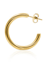 Load image into Gallery viewer, twisted hoops golden - earring - goldene Kreolen - Ohrringe - pendientes oros

